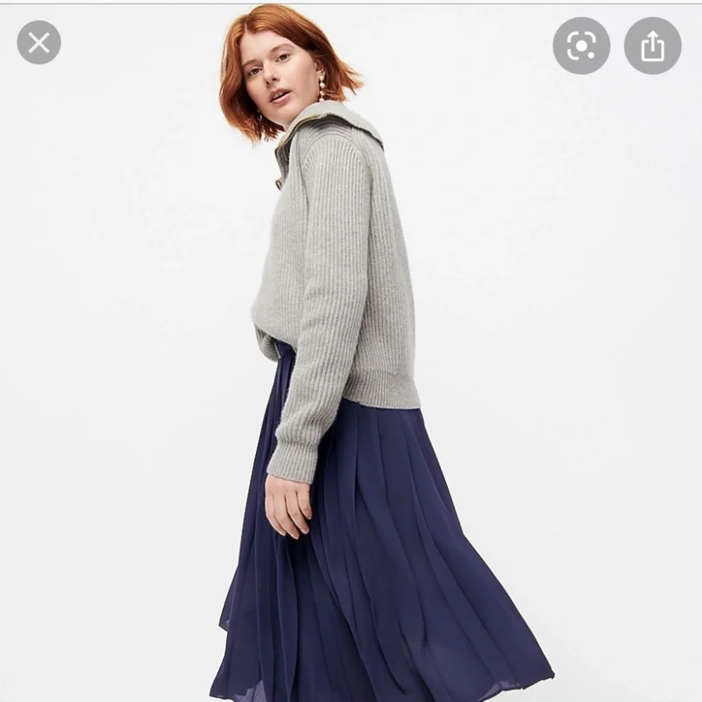 J. Crew Pleated Navy Midi Skirt - Picture 5 of 5